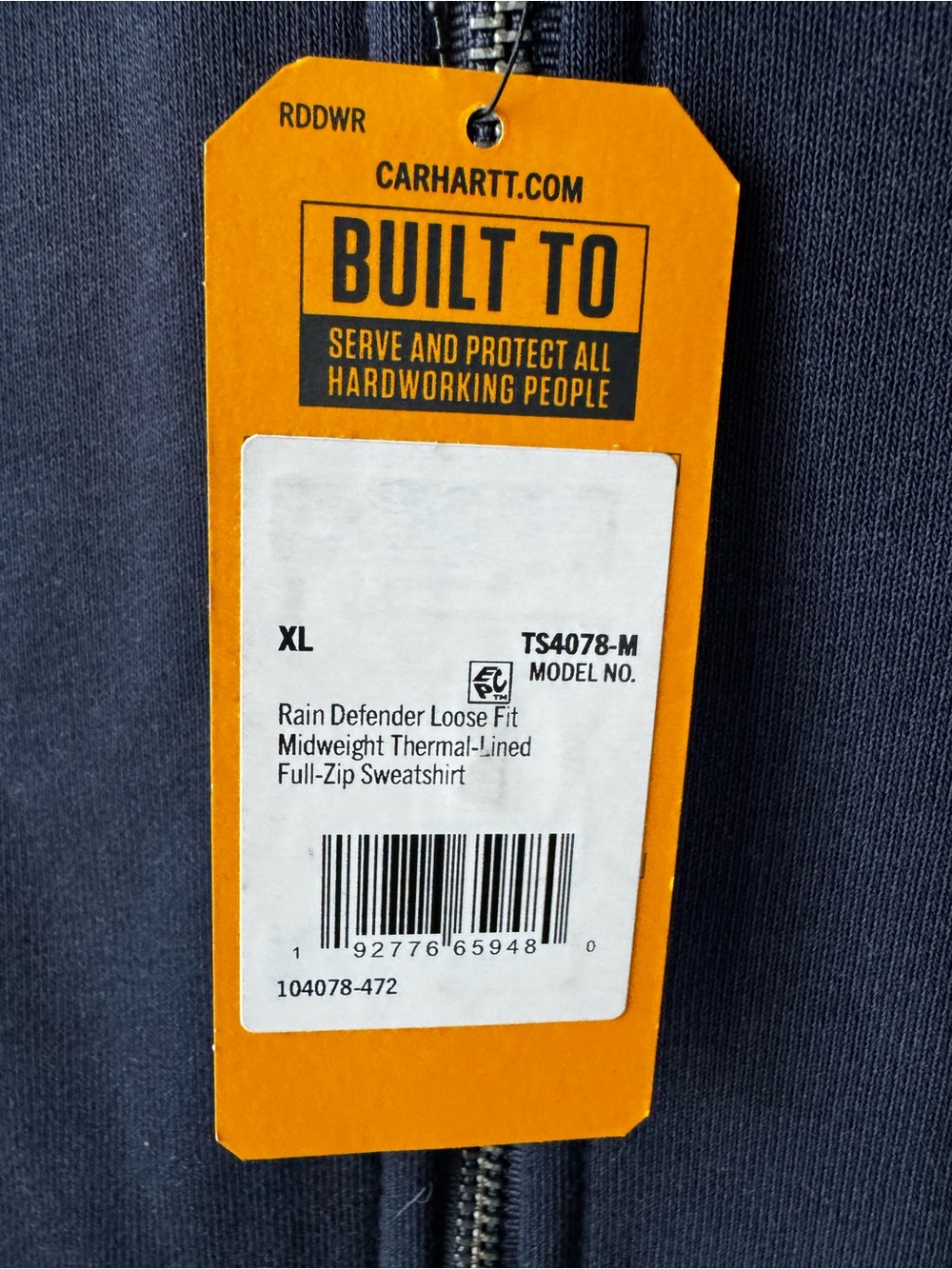 Carhartt Built To Full-Zip Hooded Sweatshirt - Navy